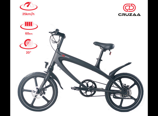 Cruzaa E-bike with built in speakers and bluetooth