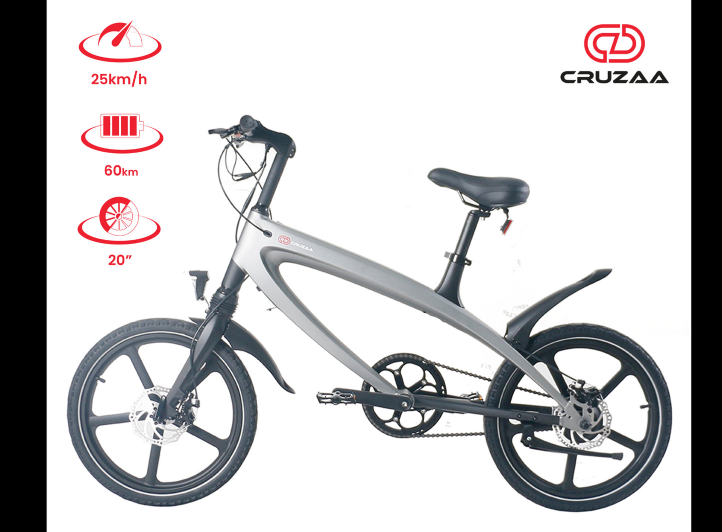 Cruzaa E-bike with built in speakers and bluetooth