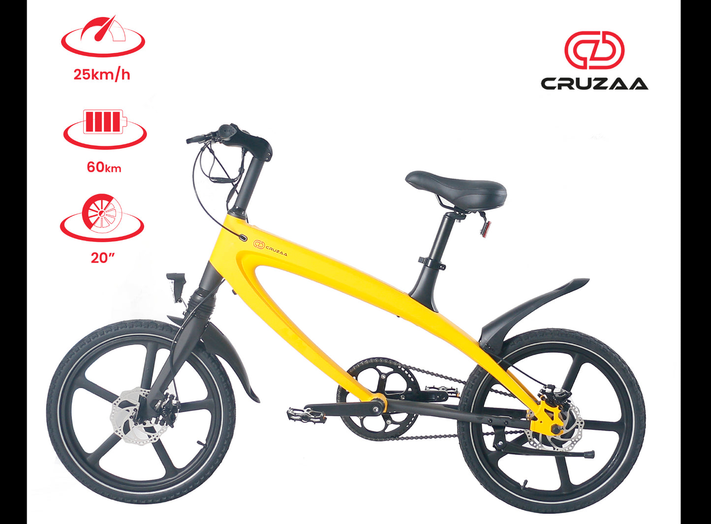 Cruzaa E-bike with built in speakers and bluetooth